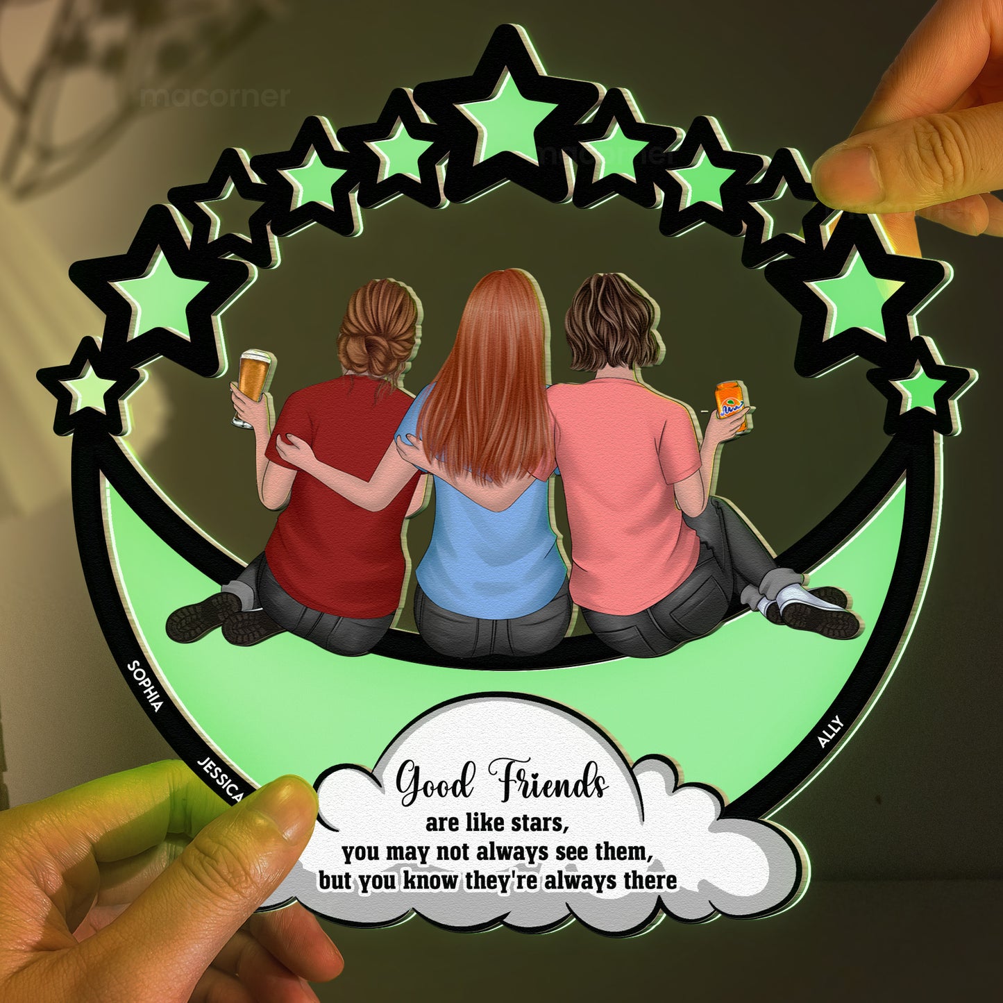 Good Friends Are Like Stars - Personalized Window Hanging Luminous Ornament