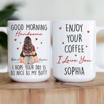 Good Morning Handsome - Funny Anniversary Gift, Valentine's Day Gifts For Him - Personalized Mug