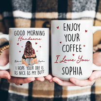 Good Morning Handsome - Funny Anniversary Gift, Valentine's Day Gifts For Him - Personalized Mug