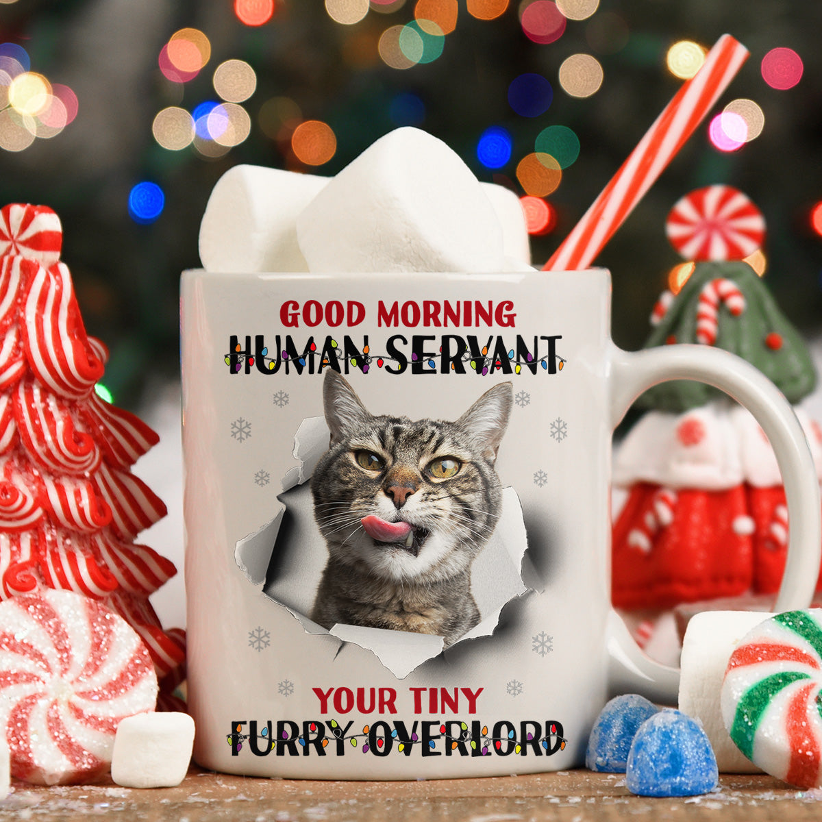 Good Morning Human Funny Style Christmas - Personalized Photo Mug