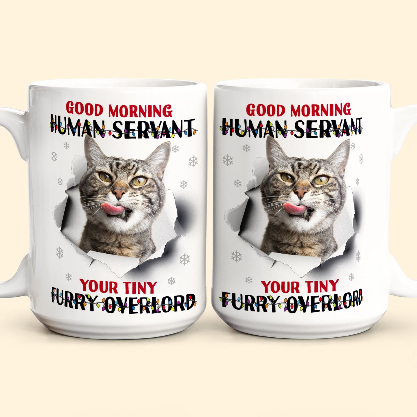 Good Morning Human Funny Style Christmas - Personalized Photo Mug