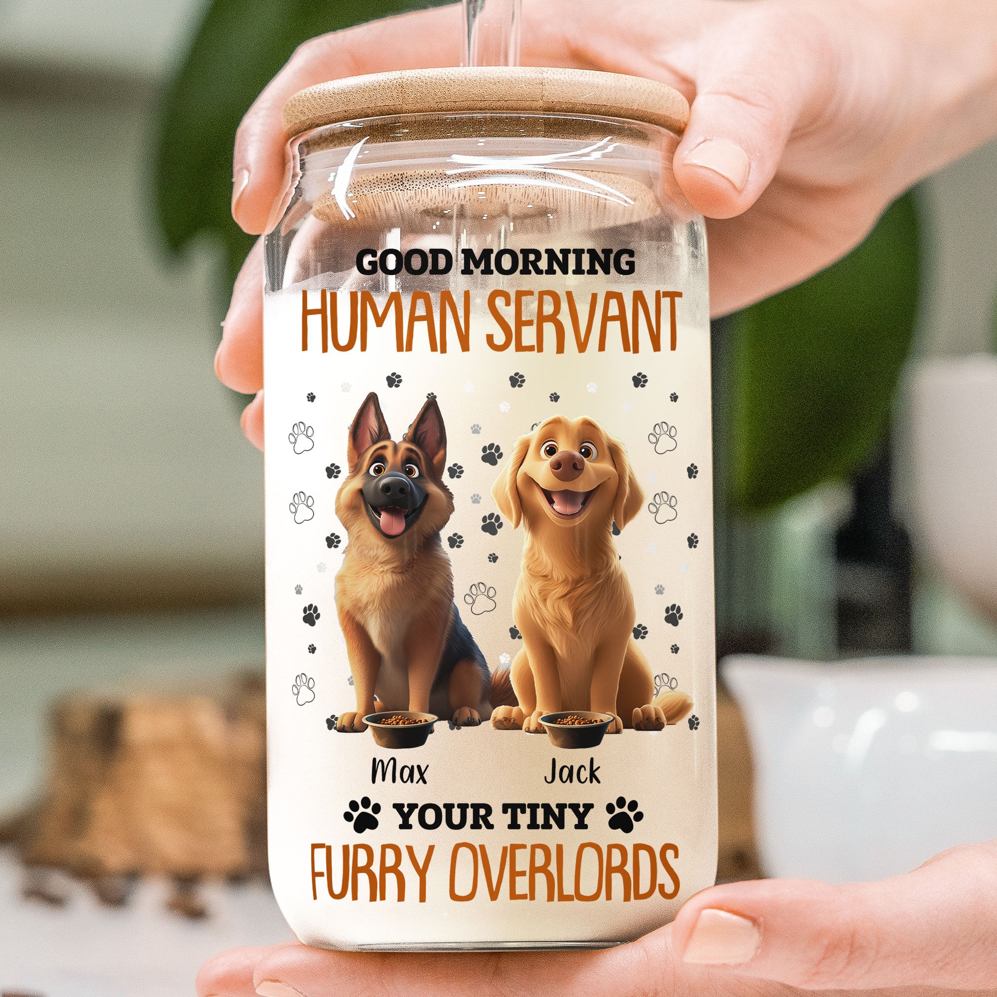 Good Morning Human Servant - Personalized Clear Glass Cup