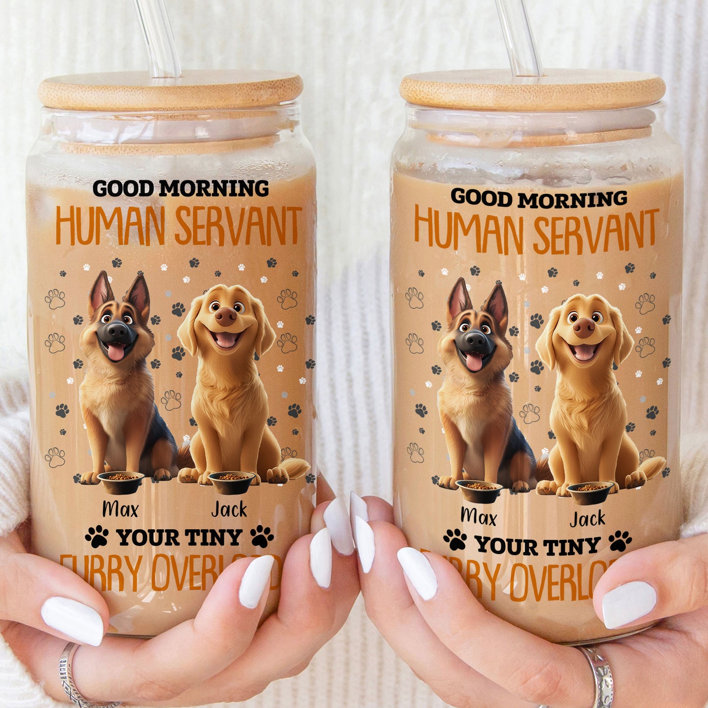 Good Morning Human Servant - Personalized Clear Glass Cup