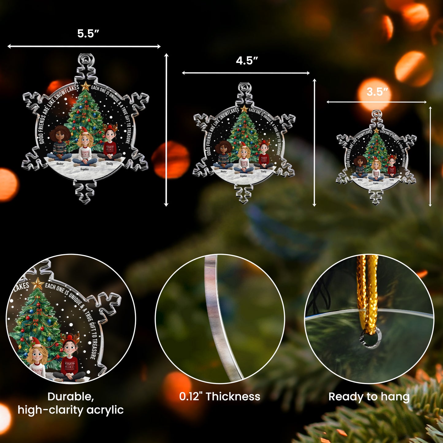 Good Friends Are Like Snowflakes - Personalized Acrylic Ornament