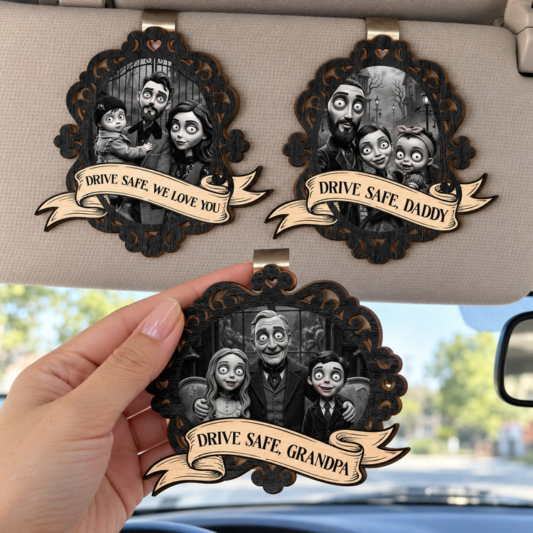 Gothic-Clay-Style-Drive-Safe-Personalized-Car-Visor-Clip-2