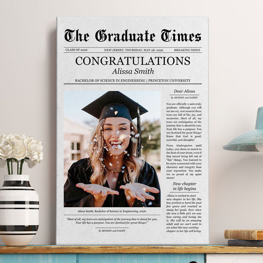 Graduate Printable Newspaper Keepsake - Personalized Photo Canvas
