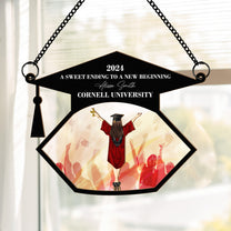 Graduation A Sweet Ending - Personalized Window Hanging Suncatcher Ornament