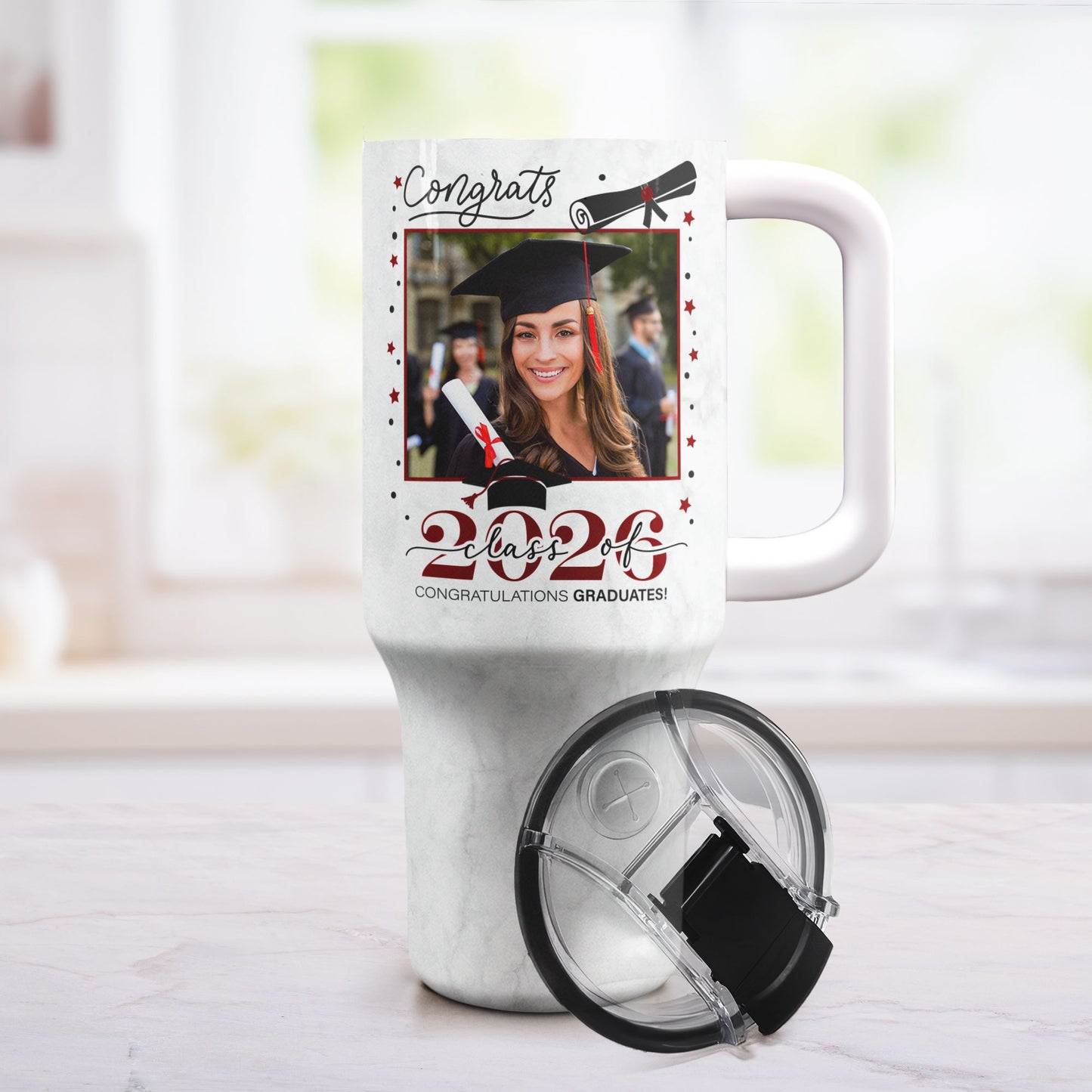 Graduation Behind You All Your Memories - Personalized Photo 40oz Tumbler With Straw
