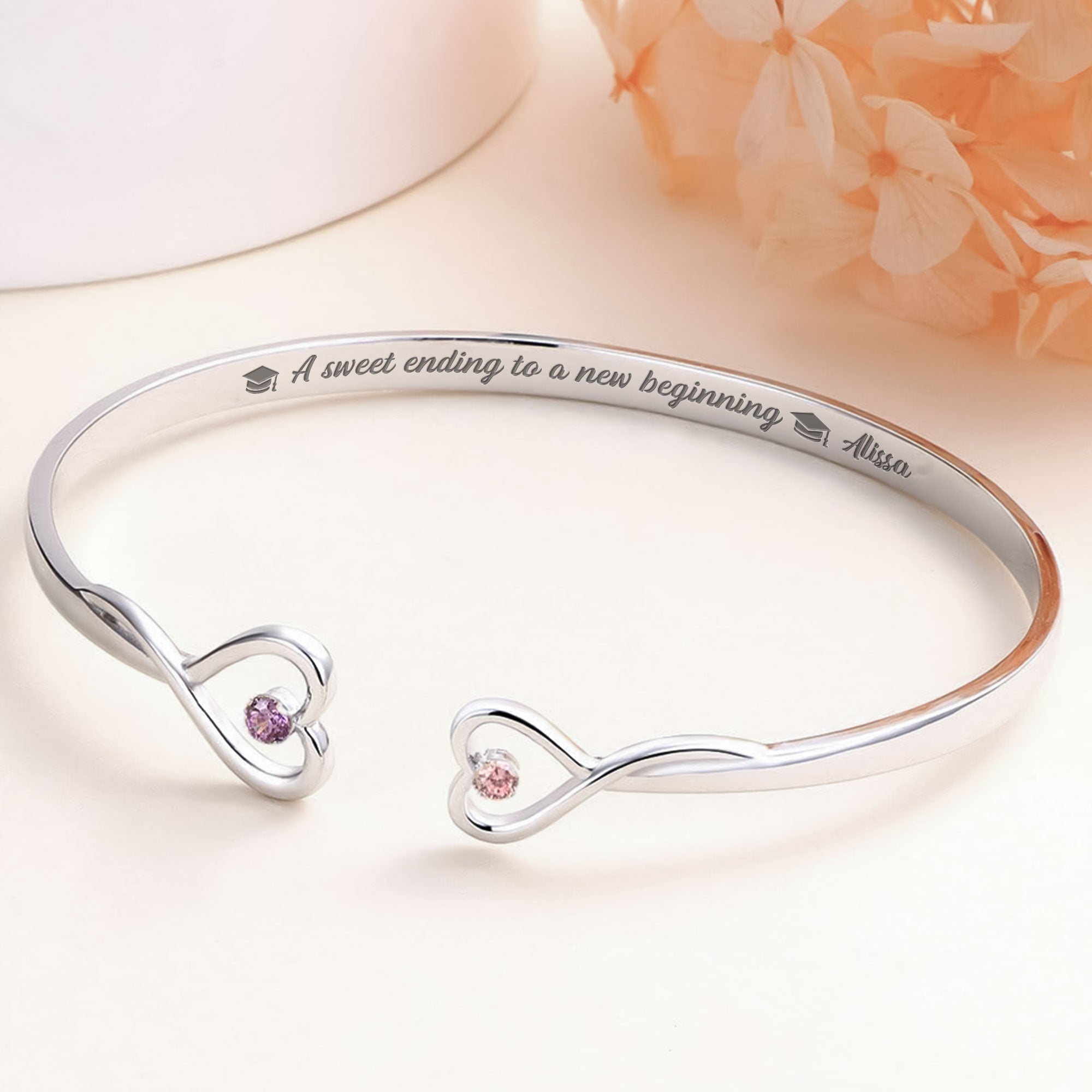 Graduation Bracelet A Sweet Ending To A New Beginning - Personalized Heart Bracelet