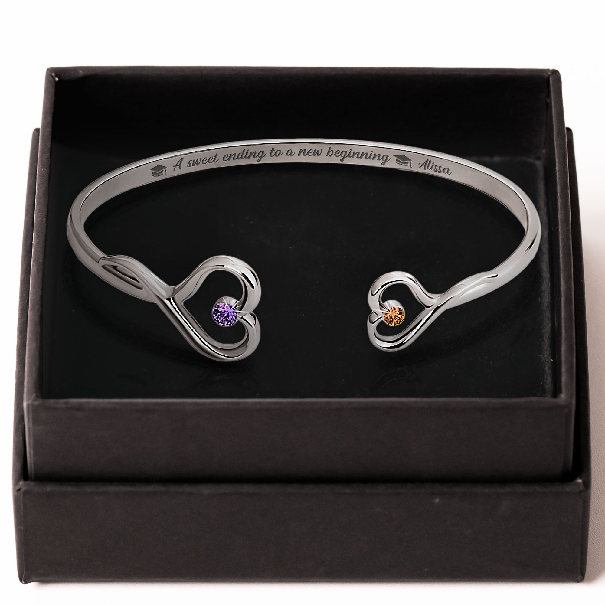 Graduation Bracelet A Sweet Ending To A New Beginning - Personalized Heart Bracelet