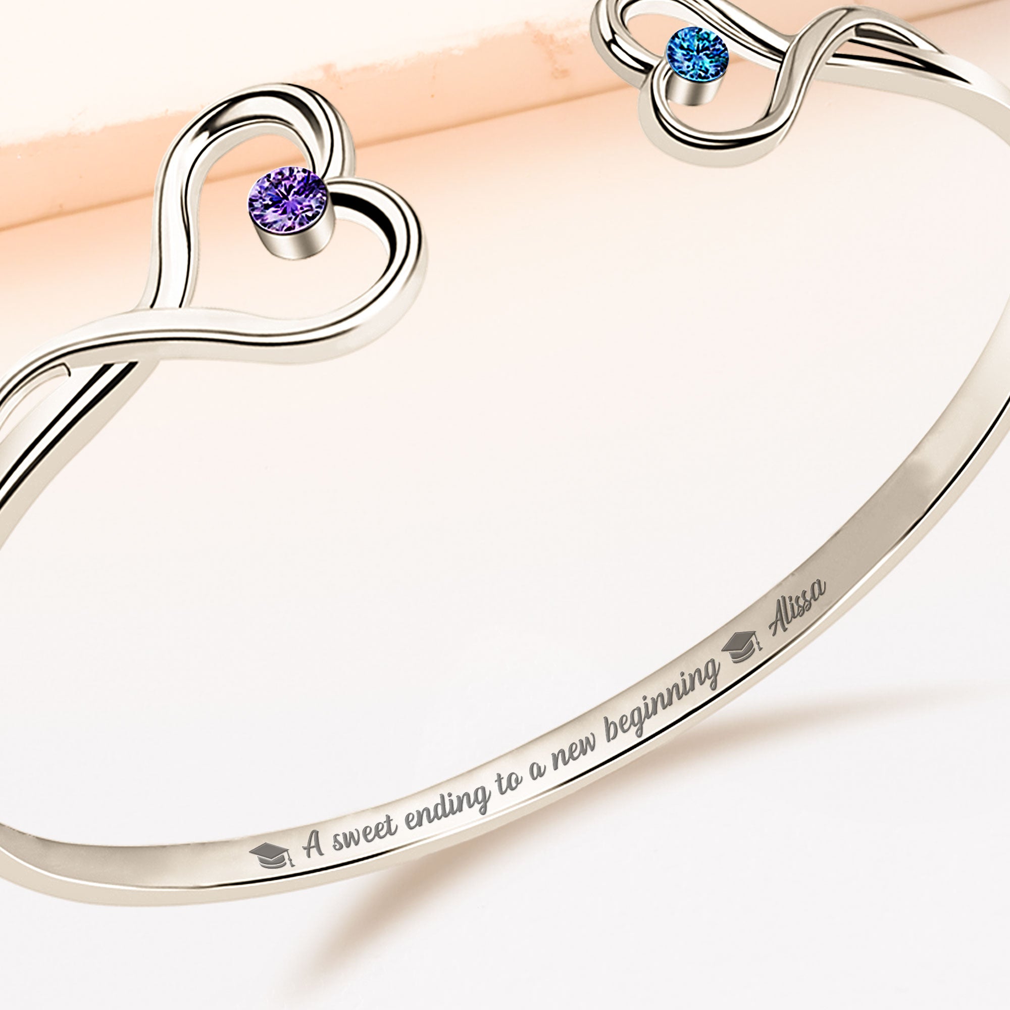 Graduation Bracelet A Sweet Ending To A New Beginning - Personalized Heart Bracelet