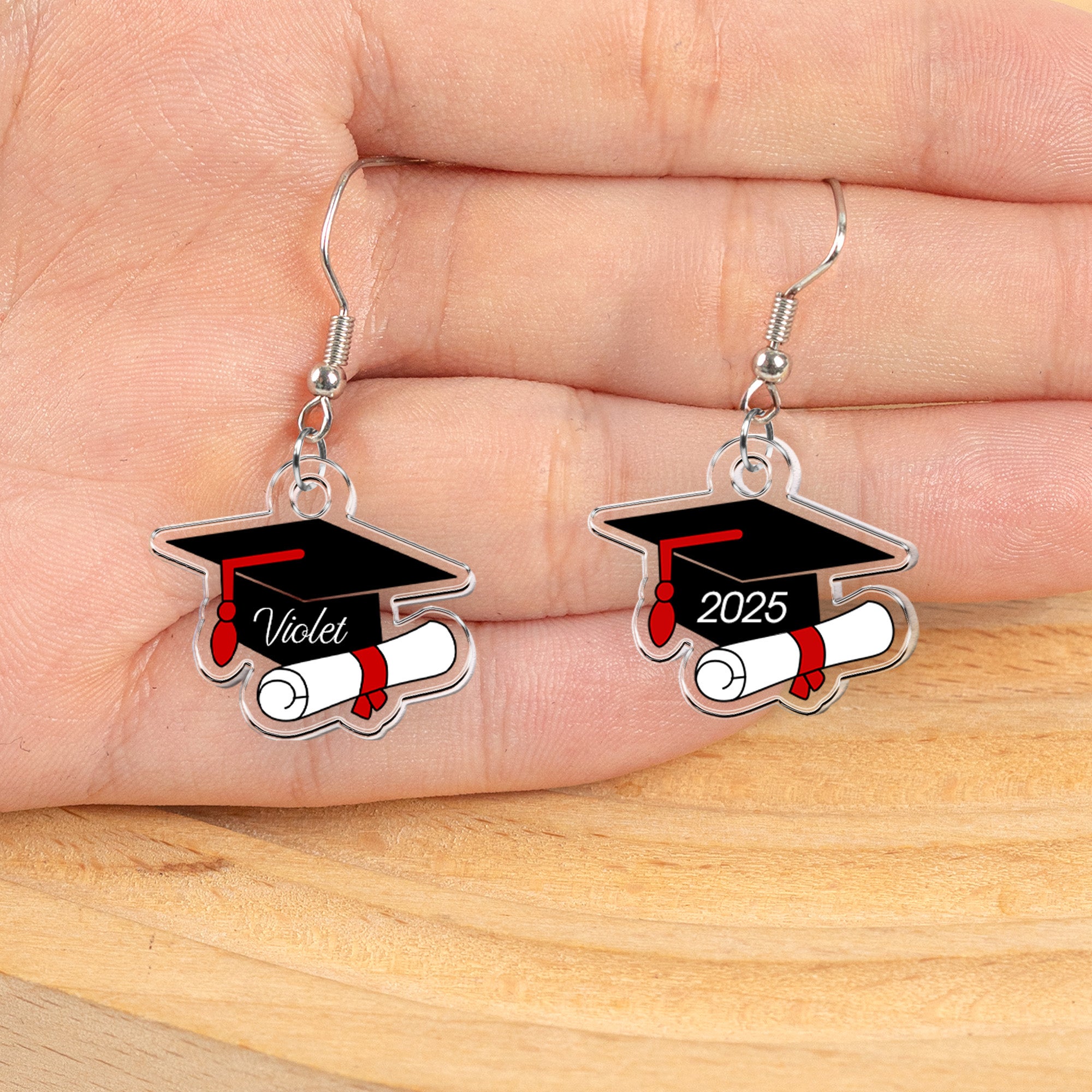 Graduation Cap - Personalized Acrylic Earrings