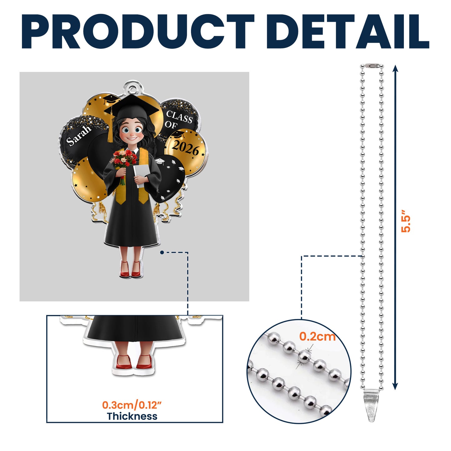 Graduation Celebration Car Ornament - Personalized Rear View Mirror Accessory