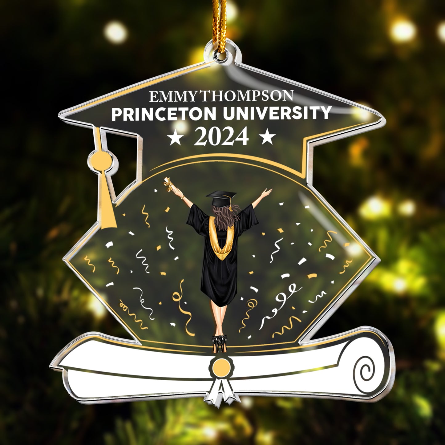 Graduation Christmas Cheer - Personalized Acrylic Ornament