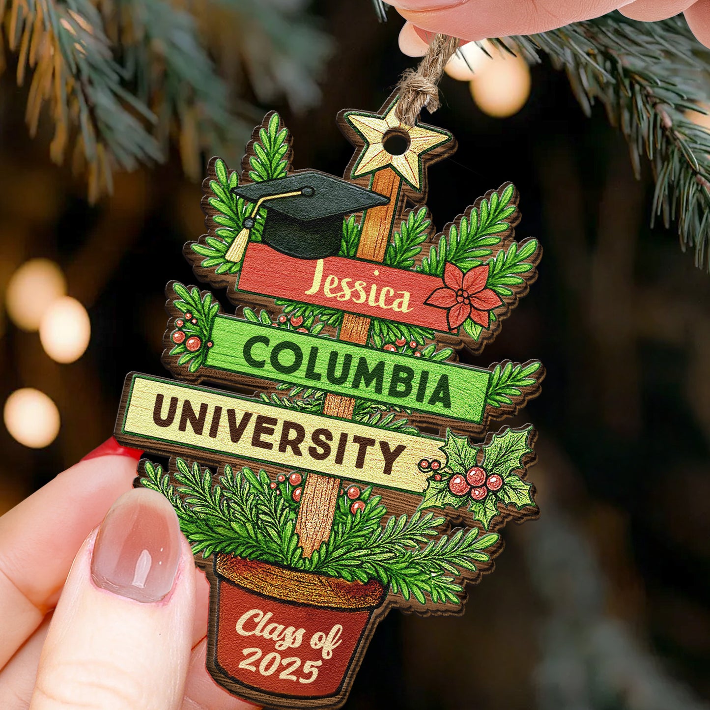 Graduation Christmas Tree - Graduation Gift - Personalized Wooden Ornament