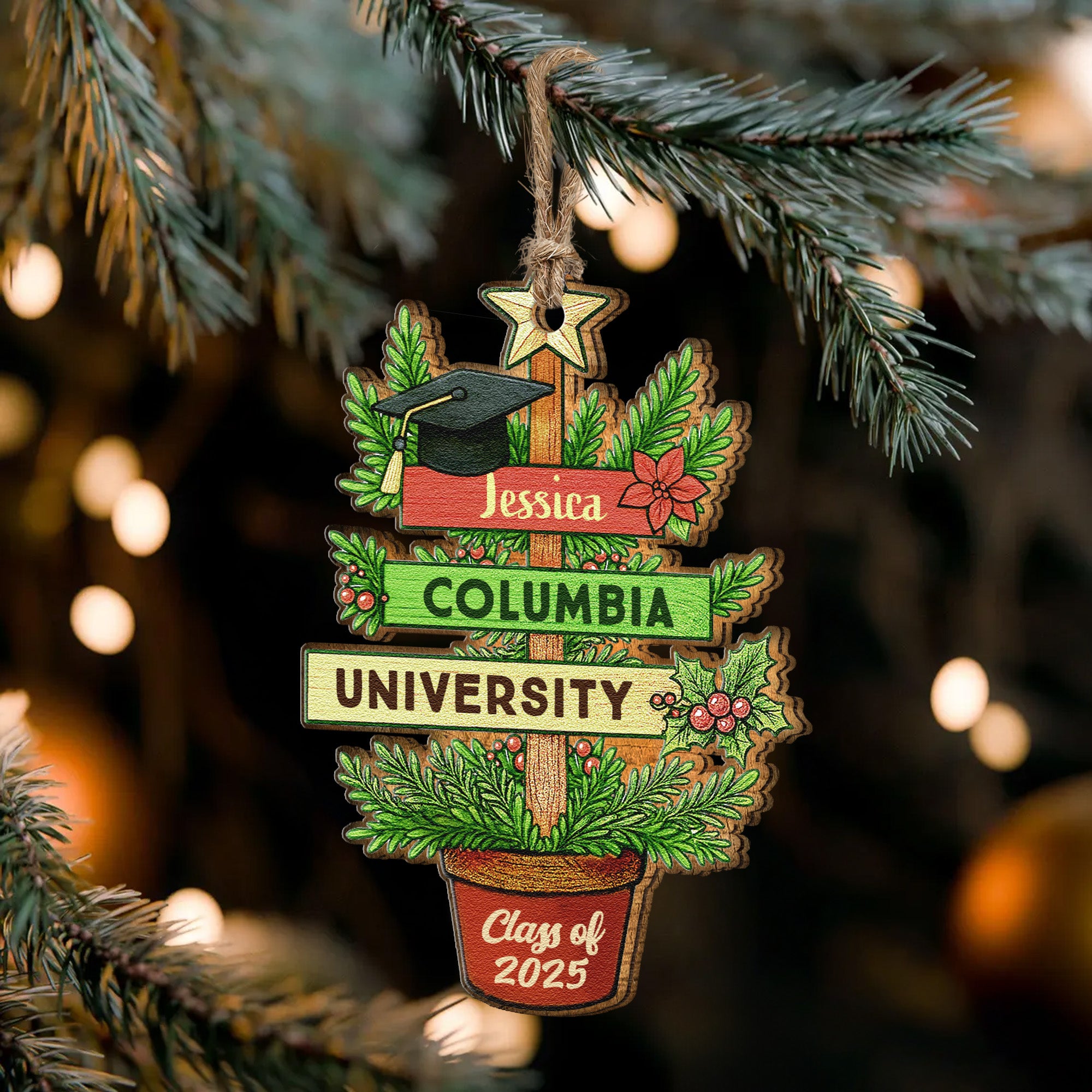Graduation Christmas Tree - Graduation Gift - Personalized Wooden Ornament