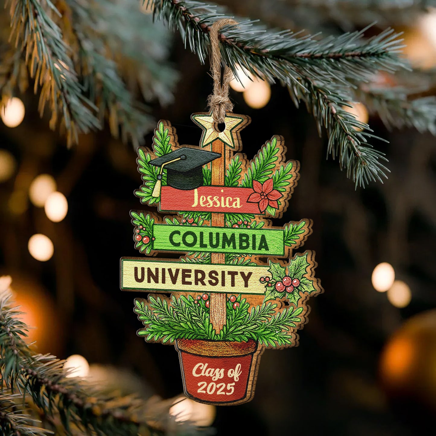 Graduation Christmas Tree - Graduation Gift - Personalized Wooden Ornament