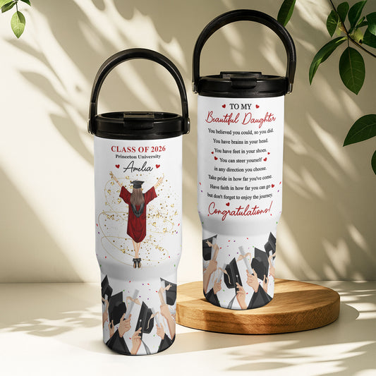 Graduation Congratulation Enjoy The Journey - Personalized 30oz Tumbler With Handle