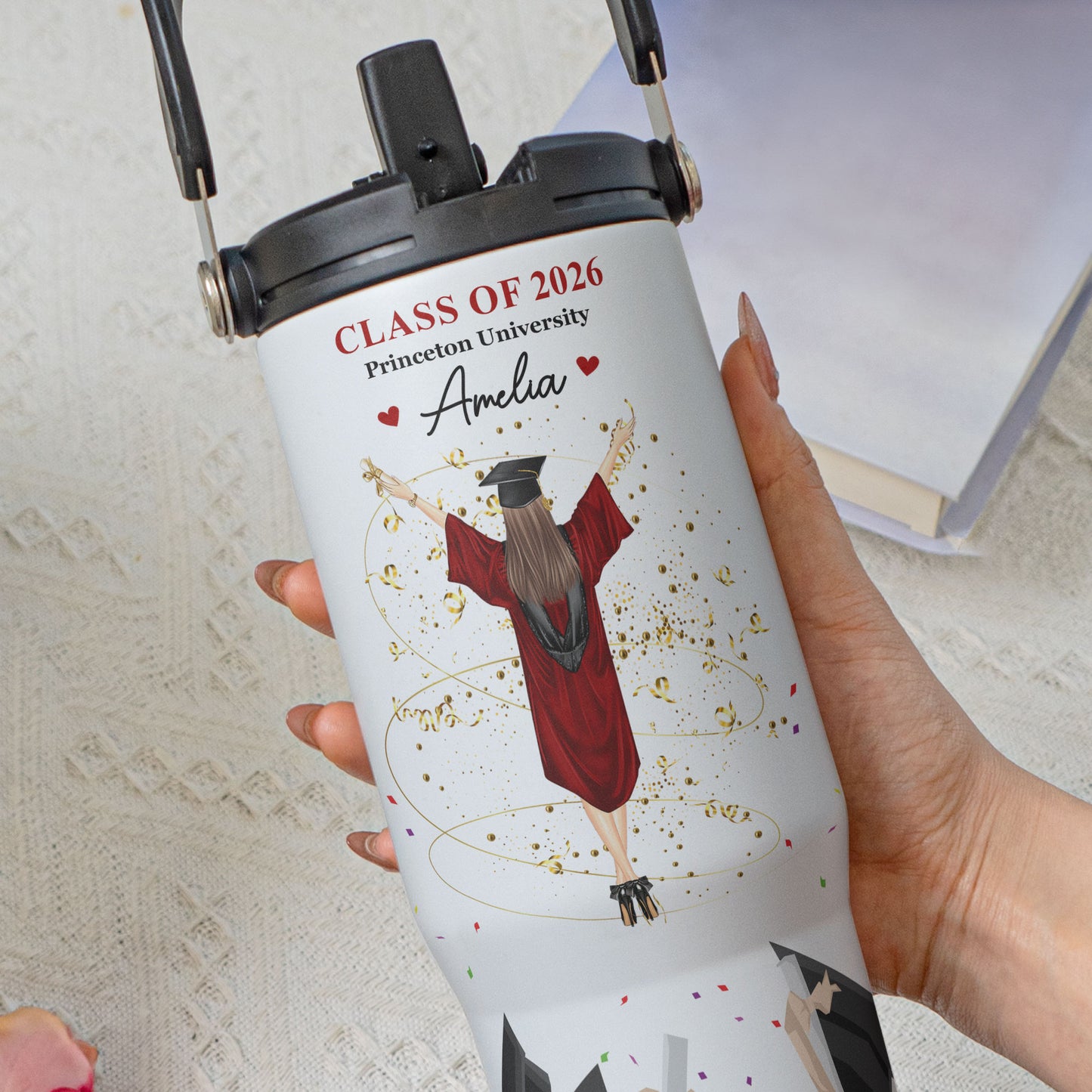 Graduation Congratulation Enjoy The Journey - Personalized 30oz Tumbler With Handle