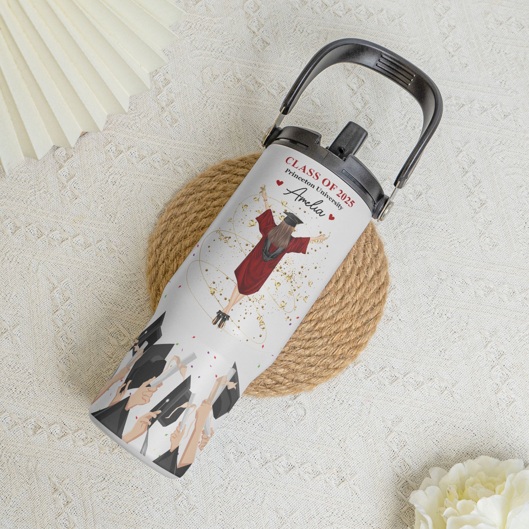 Graduation Congratulation Enjoy The Journey - Personalized 30oz Tumbler With Handle