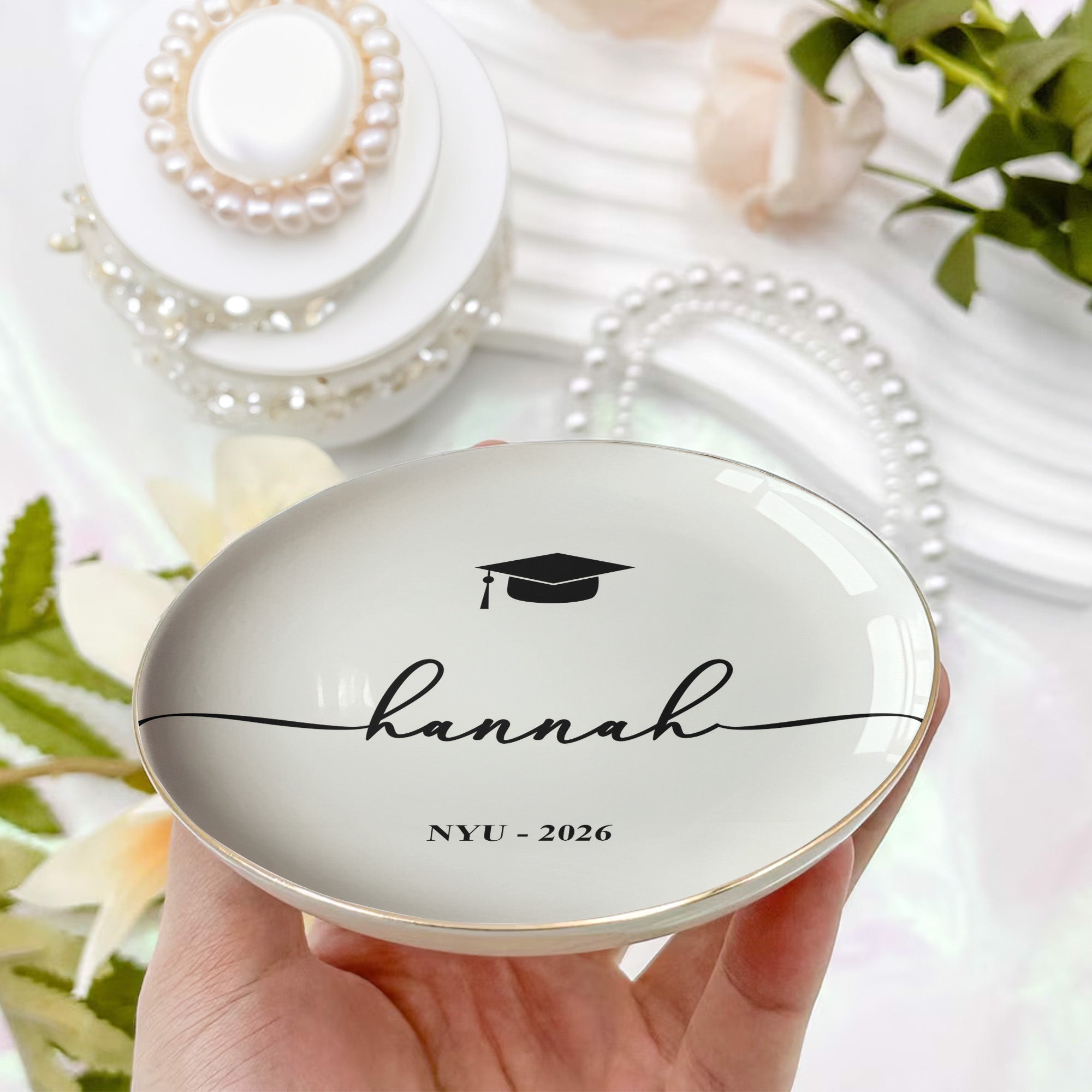 Graduation Dish Custom Name School Year - Personalized Jewelry Dish