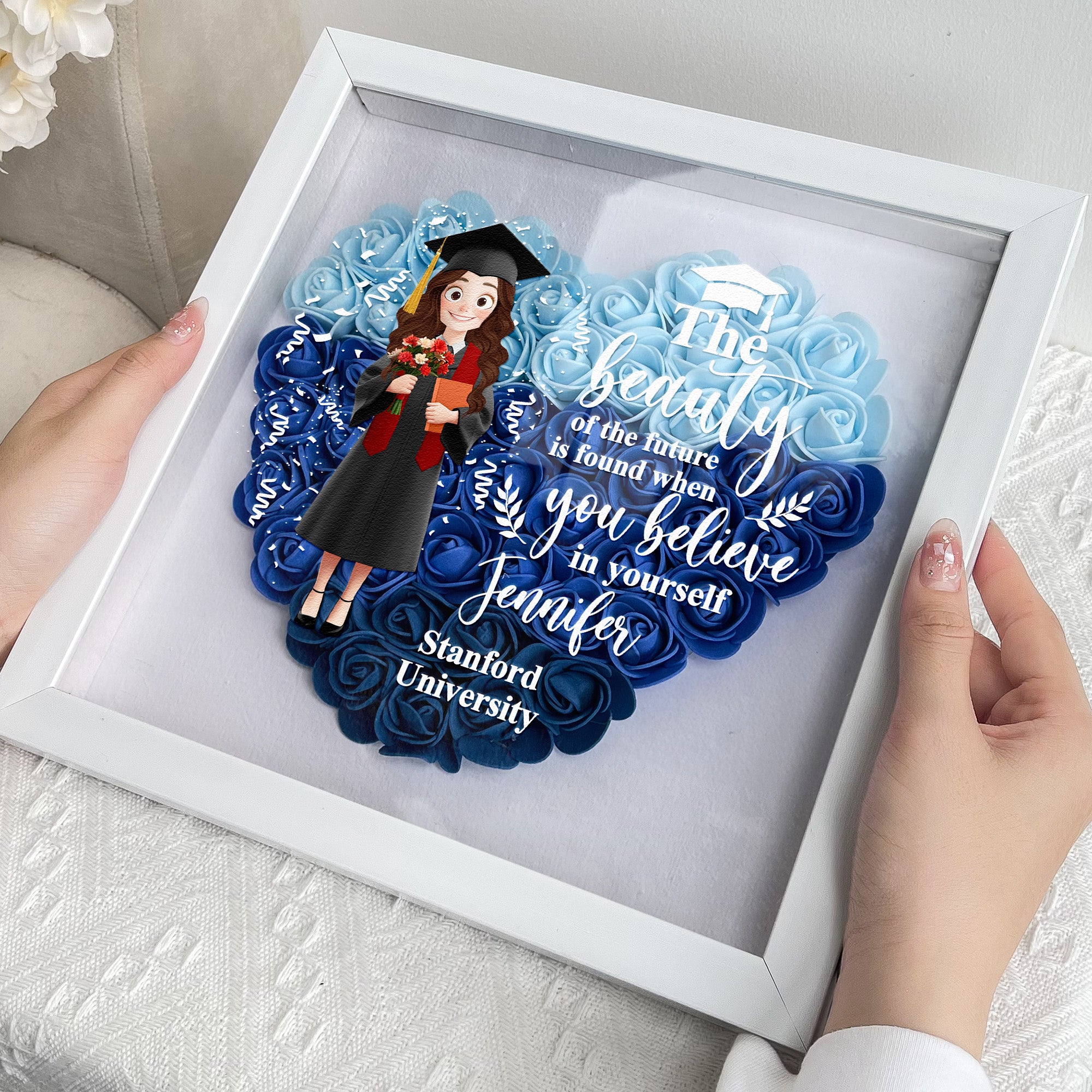 Graduation Flower When You Believe In Yourself - Personalized Flower Shadow Box