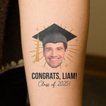Graduation Funny Tattoo Custom Face - Personalized Photo Tattoo