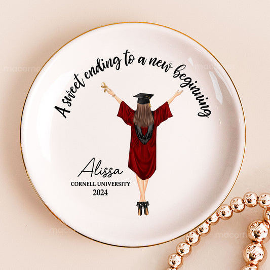 Graduation Gift A Sweet Ending To A New Beginning - Personalized Circle Jewelry Dish