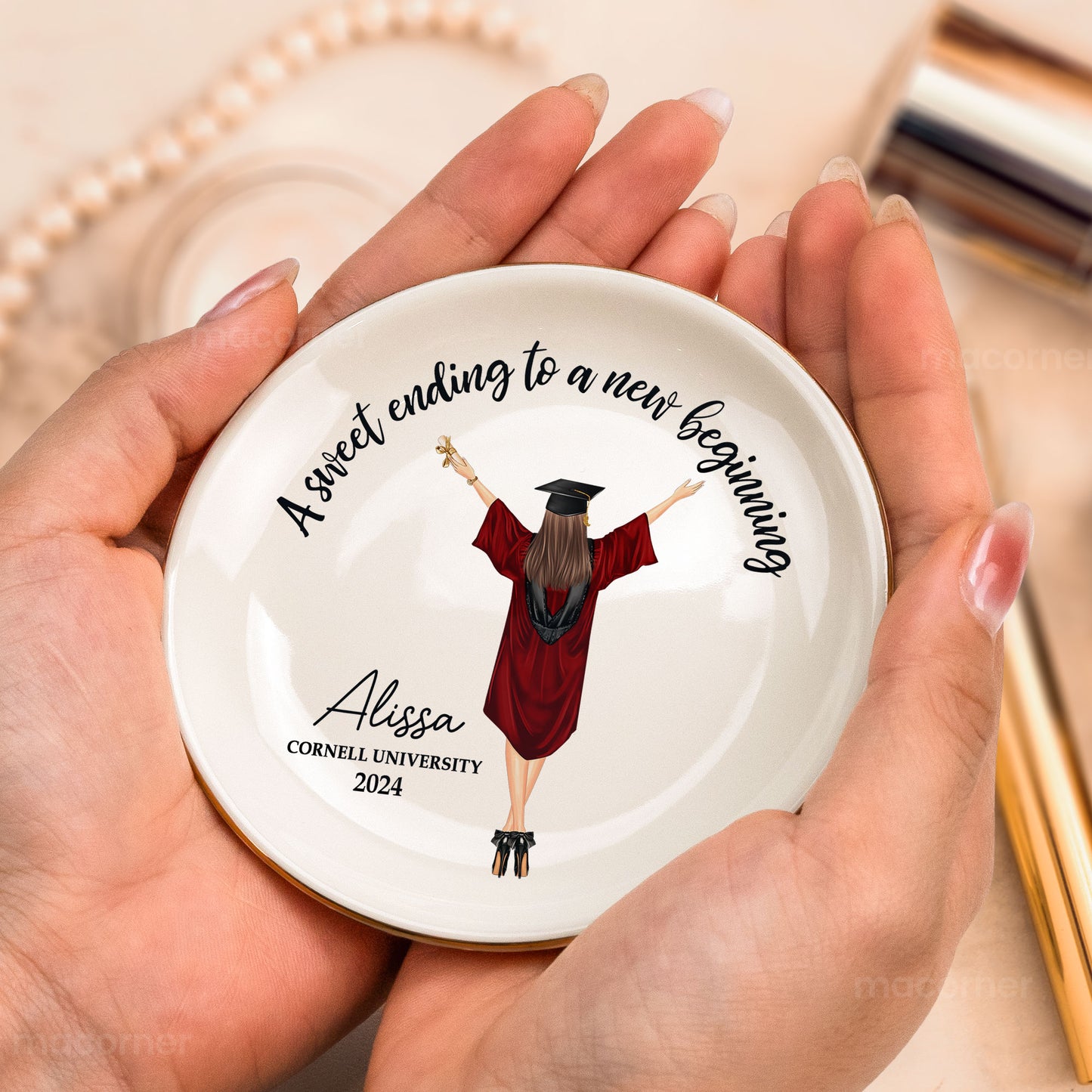 Graduation Gift A Sweet Ending To A New Beginning - Personalized Circle Jewelry Dish