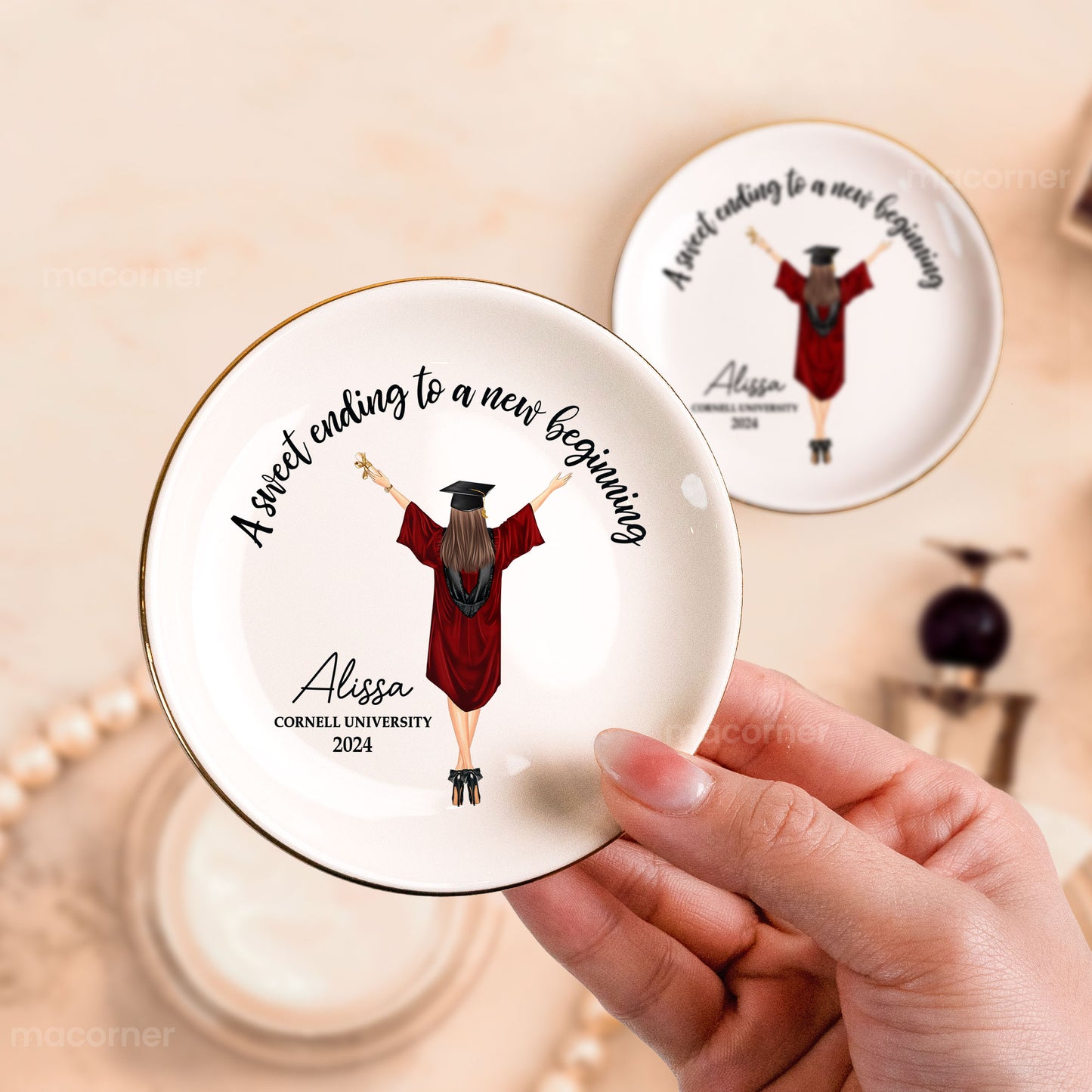 Graduation Gift A Sweet Ending To A New Beginning - Personalized Circle Jewelry Dish