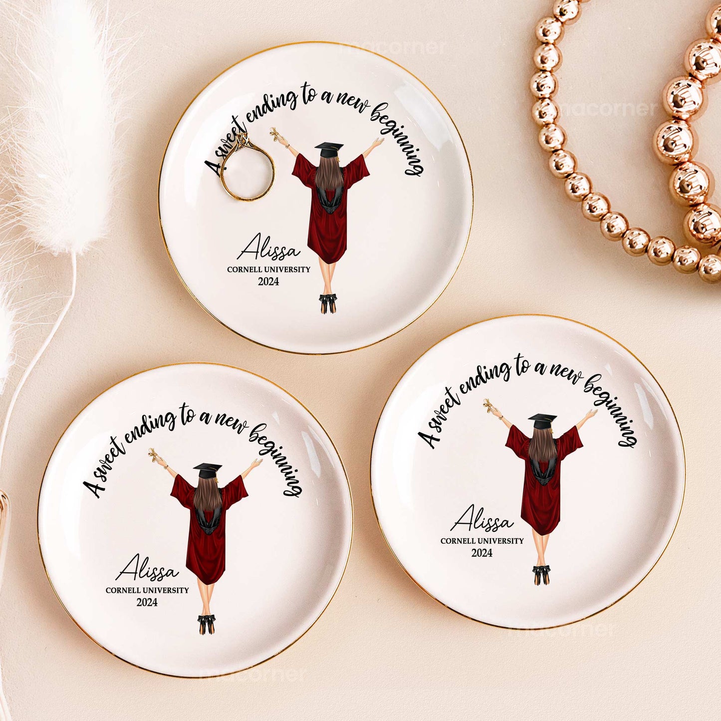 Graduation Gift A Sweet Ending To A New Beginning - Personalized Circle Jewelry Dish