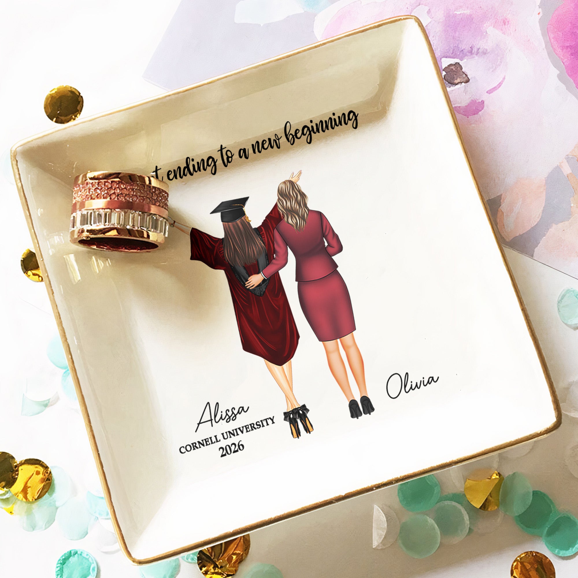 Graduation Gift A Sweet Ending To A New Beginning - Personalized Jewelry Dish