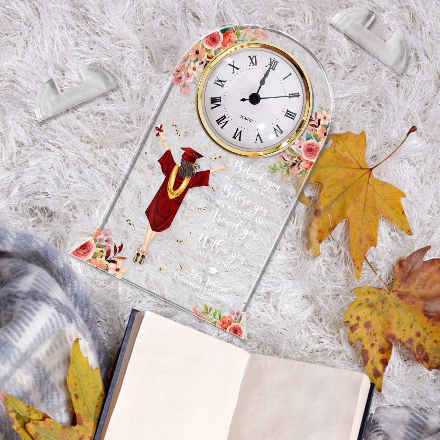 Graduation Gift - Behind You All Your Memories - Personalized Acrylic Desk Clock