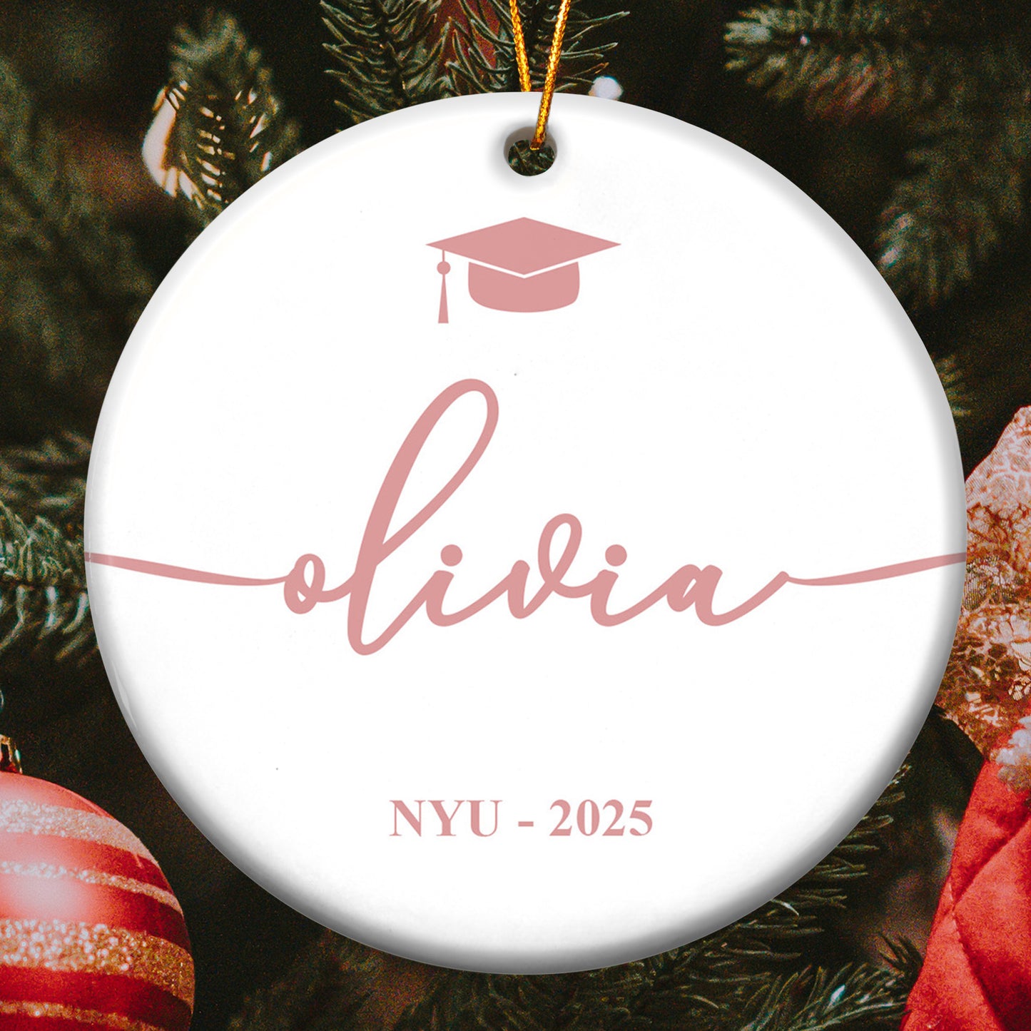 Graduation Gift Custom Name School Year - Personalized Ceramic Ornament