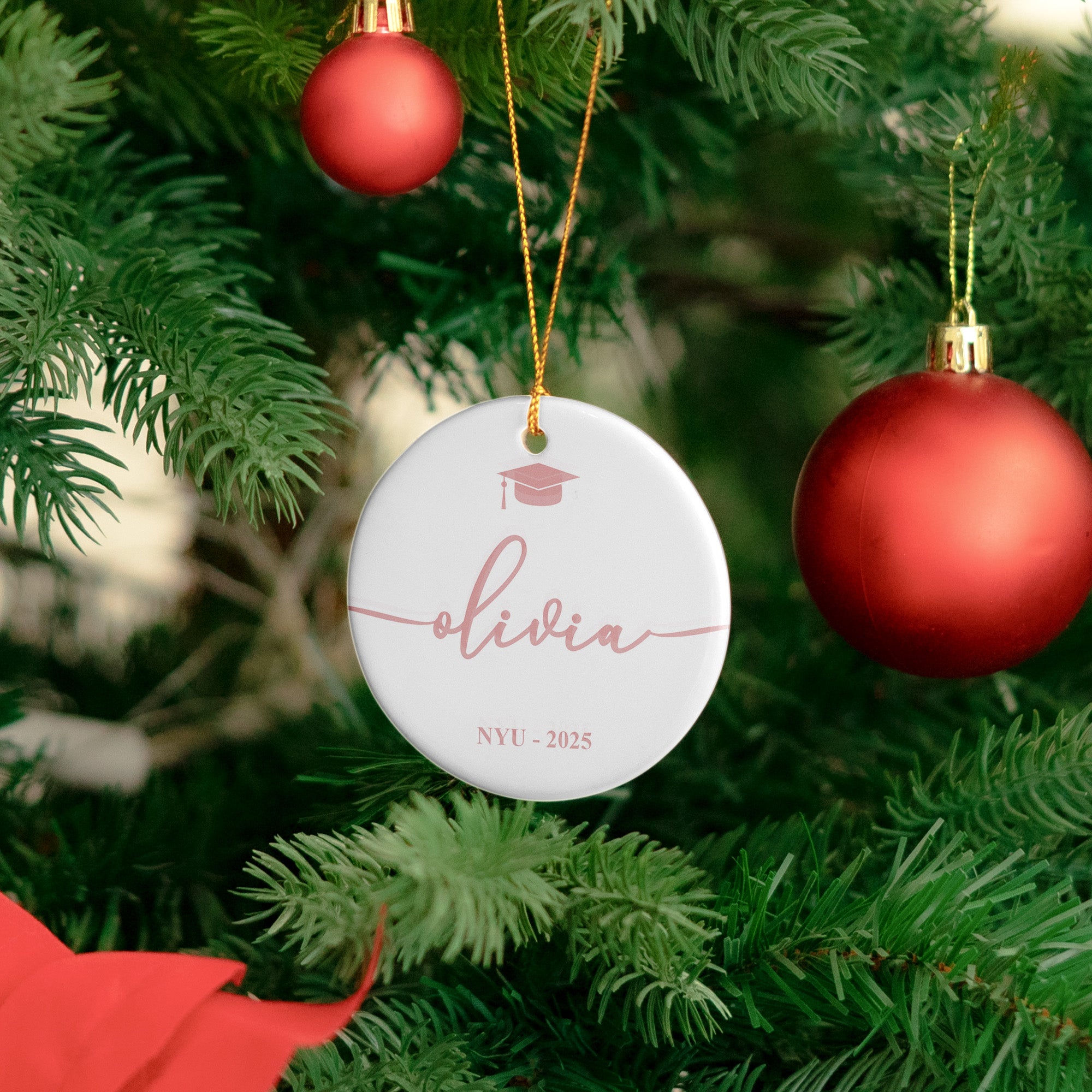 Graduation Gift Custom Name School Year - Personalized Ceramic Ornament