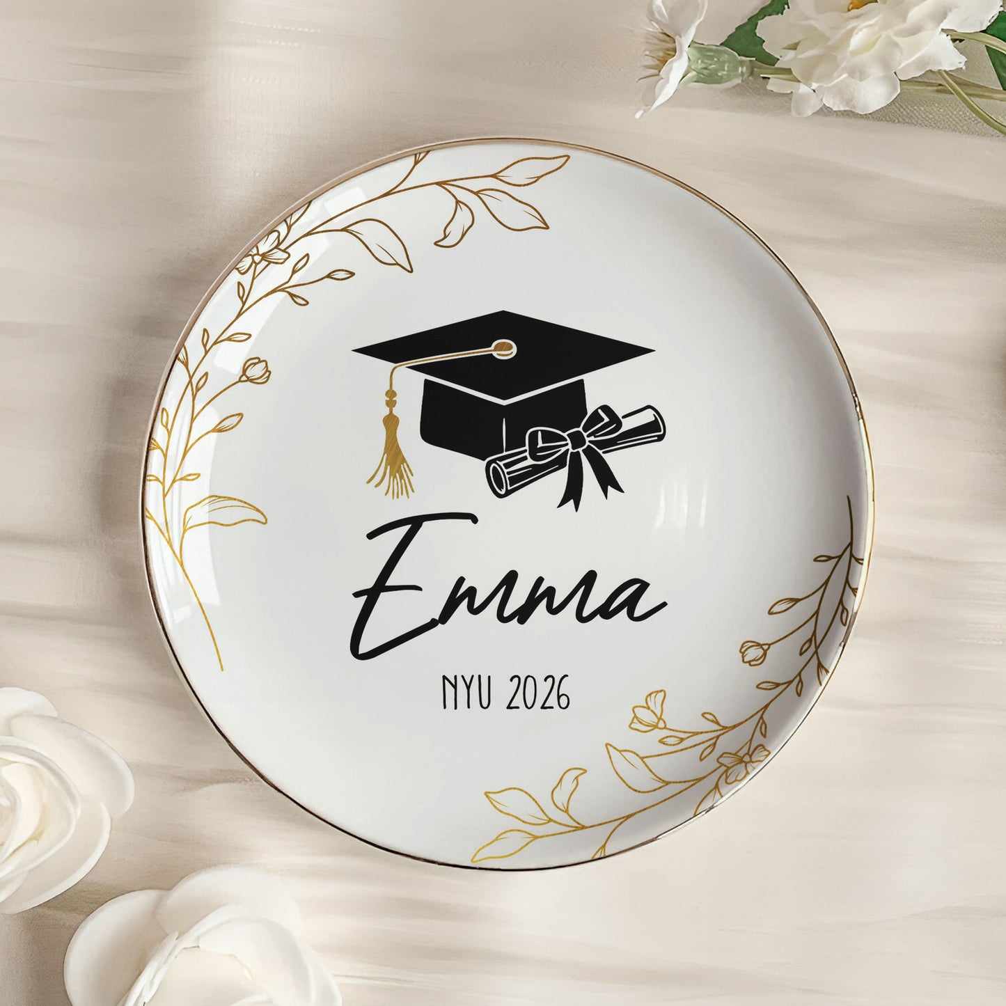 Graduation Gift Custom Name School Year - Personalized Jewelry Dish