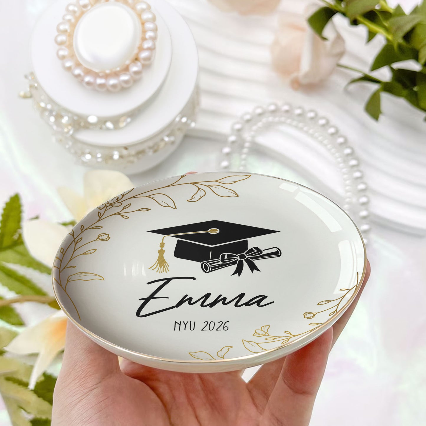 Graduation Gift Custom Name School Year - Personalized Jewelry Dish