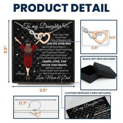 Graduation Gift Daughter Just Do Your Best - Personalized Infinity Heart Necklace