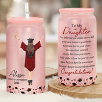 Graduation Gift Don't Forget To Enjoy The Journey - Personalized Shimmer Glass Can