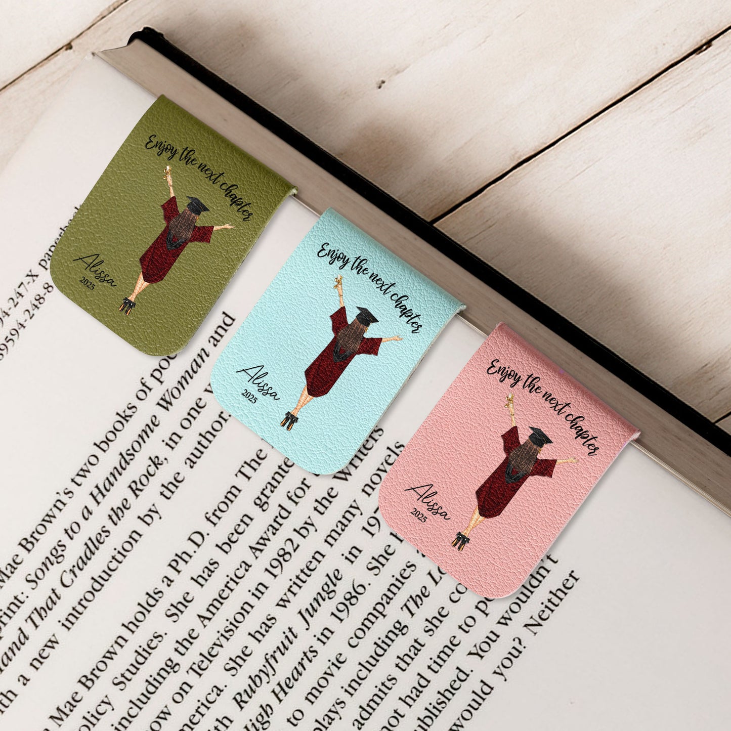 Graduation Gift - Enjoy The Next Chapter - Personalized Leather Magnetic Bookmark