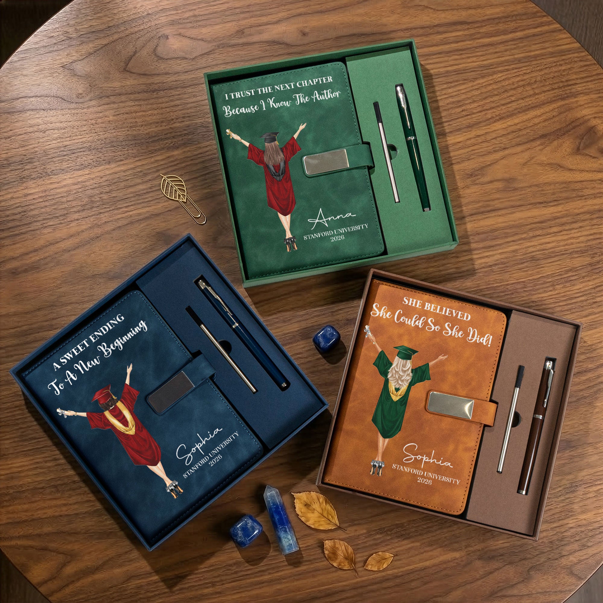 Graduation Gift For Her Him - Personalized Notebook Set