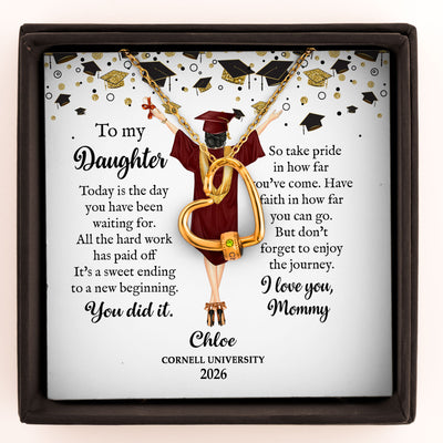 Graduation Gift For Her - Personalized Birthstone Name Necklace With Heart Pendant