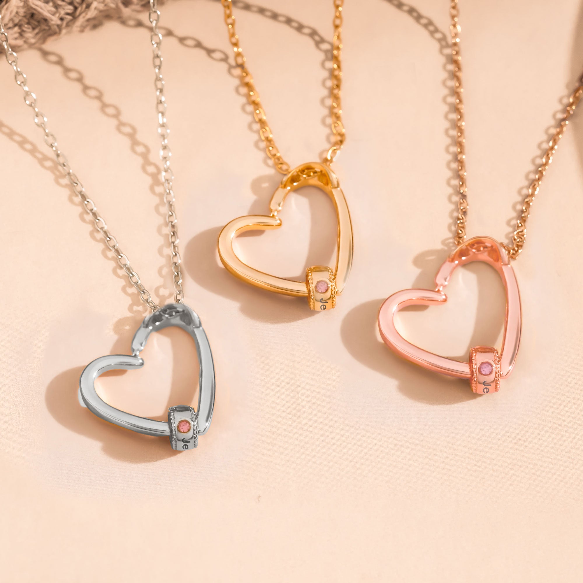 Graduation Gift For Her - Personalized Birthstone Name Necklace With Heart Pendant