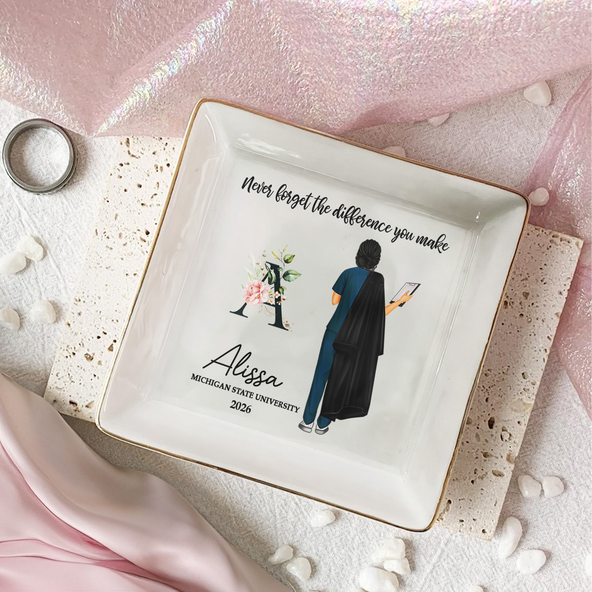 Graduation Gift For Nurse - Personalized Jewelry Dish