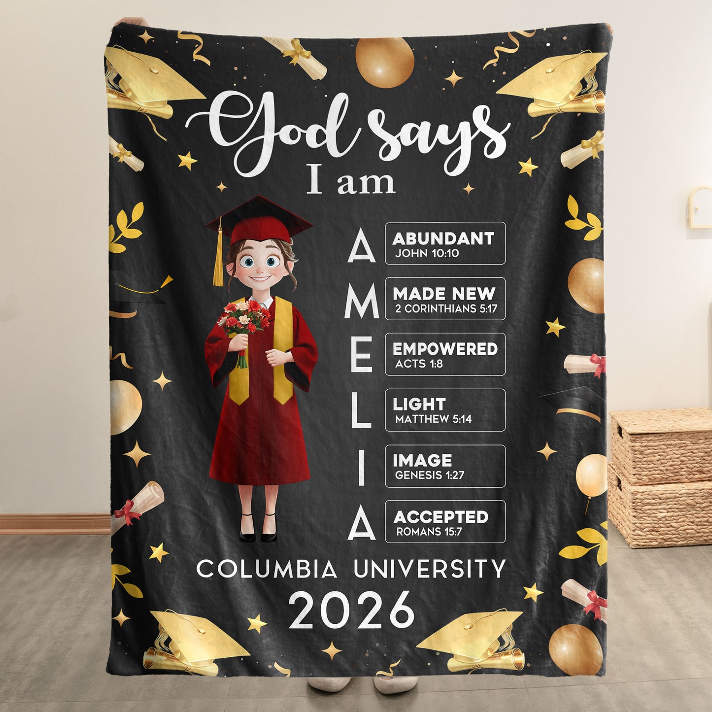 Graduation Gift - God Says You Are Bible Verse - Personalized Blanket