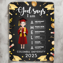 Graduation Gift - God Says You Are Bible Verse - Personalized Blanket