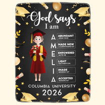 Graduation Gift - God Says You Are Bible Verse - Personalized Blanket