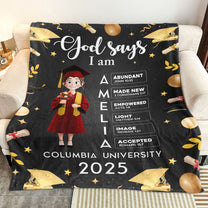 Graduation Gift - God Says You Are Bible Verse - Personalized Blanket