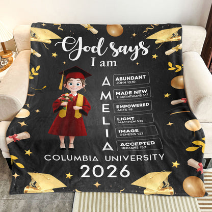 Graduation Gift - God Says You Are Bible Verse - Personalized Blanket