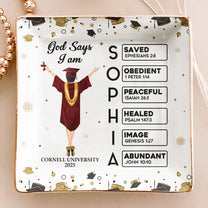 Graduation Gift - God Says You Are Bible Verses - Personalized Jewelry Dish